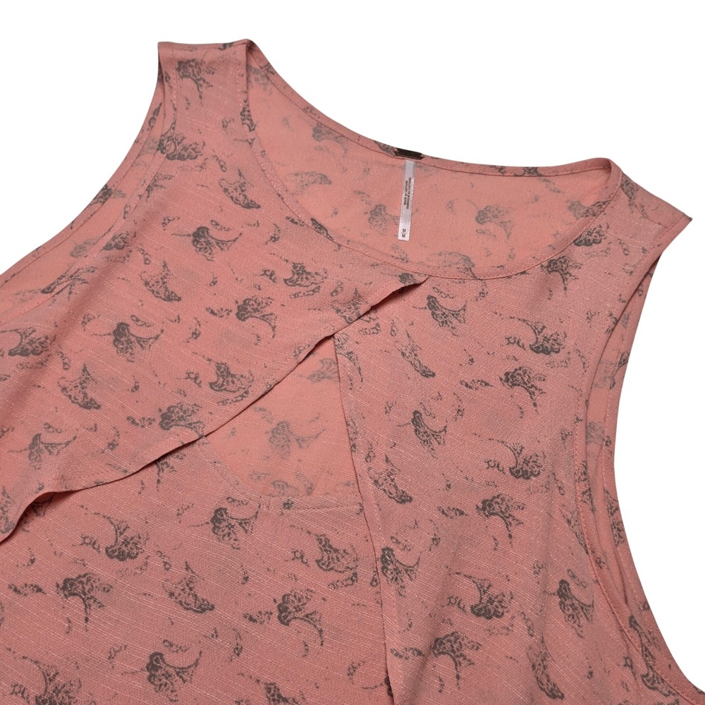 Free People Womens Medium Coral Crossover Draped Sleeveless Tank